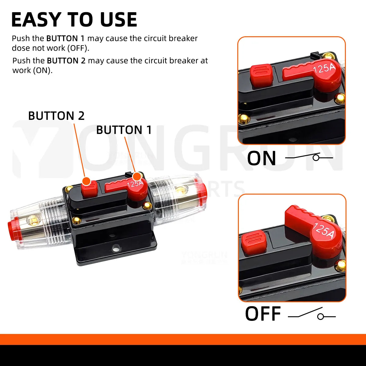 Car Audio System 20A To 300A Manual Reset Waterproof Marine Circuit Breaker