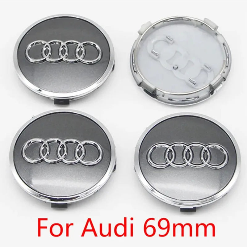 4PCS 60mm 61mm 68mm 69mm 77mm Car Wheel Center Cap Hub Cover Badge For Audi