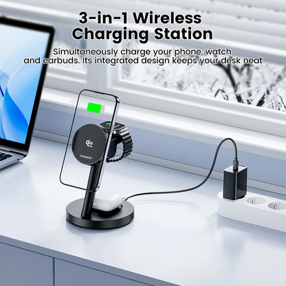 Toocki 3-in-1 Magnetic Wireless Charger 25W Qi2.2 Fast Charging Desktop