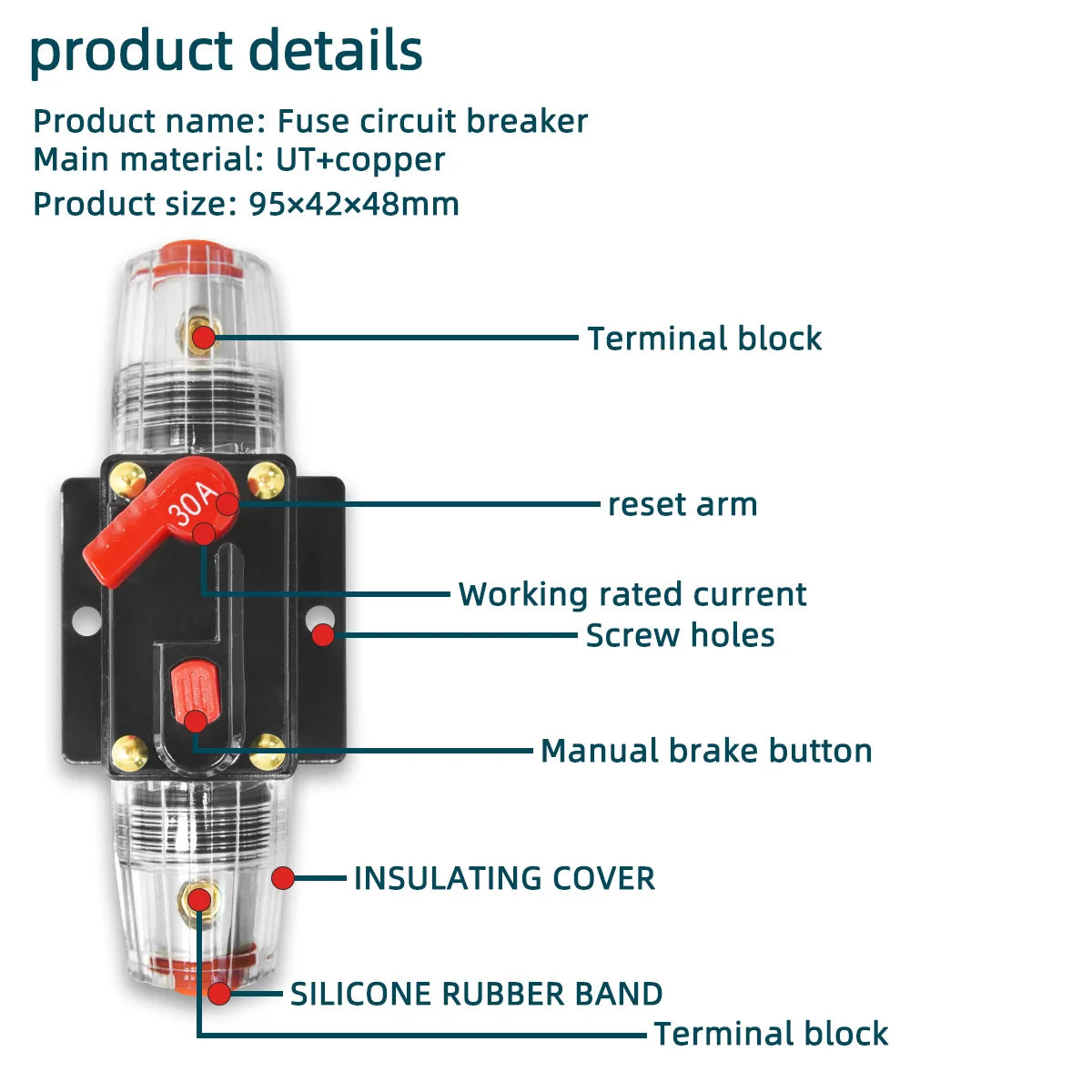 12v-48v Circuit Breaker 30a To 300a Power Protection Fuse Manual Reset