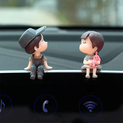 Car Cute Cartoon Couples Action Figure Figurines Balloon Ornament Auto