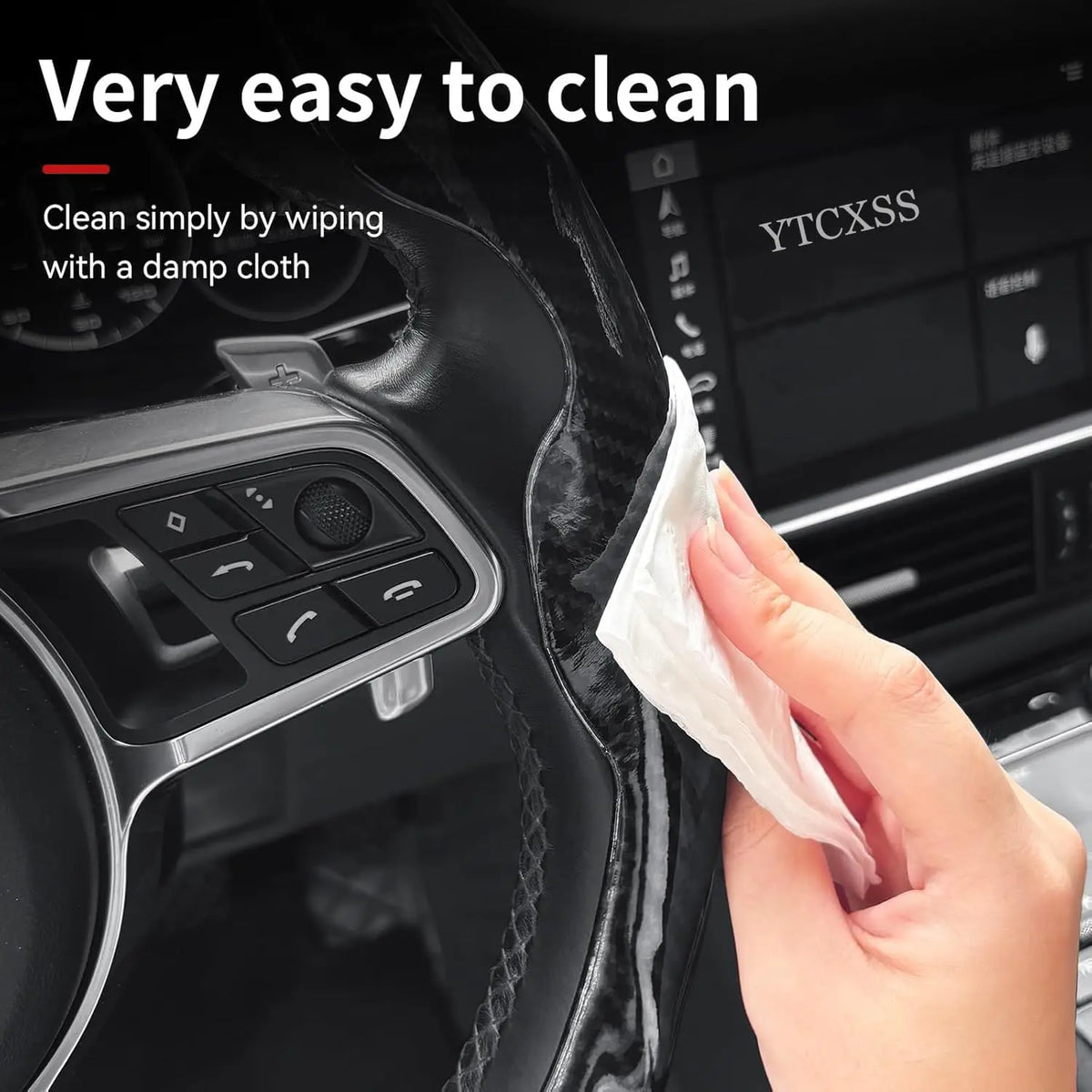 Car Carbon Fiber Pattern Car Steering Wheel Cover Non-slip Card Cover Auto