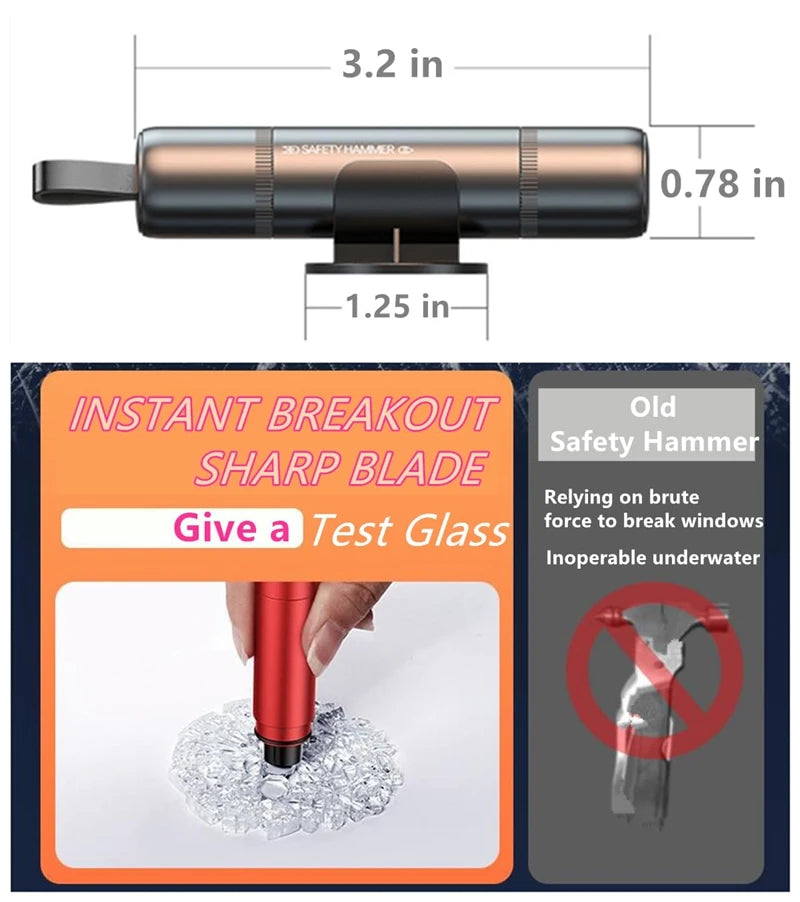 2 In 1 Car Safety Hammer Emergency Glass Breaker Cut The Seat Belt High