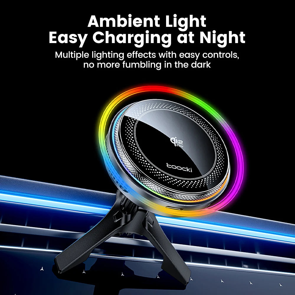 Toocki Qi2.2 25W Wireless Charger Magnetic Car Phone Holder TEC Cooling for