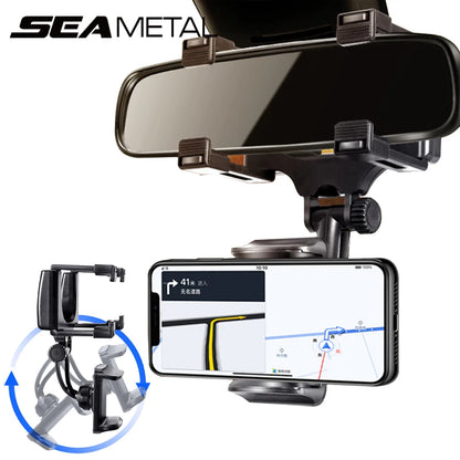 SEAMETAL Rearview Mirror Phone Holder for Car Free Rotation Adjustment