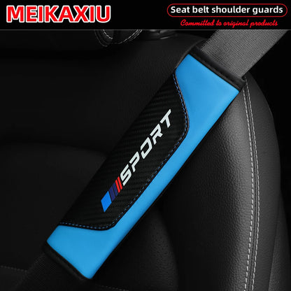 1/2pcs Women's PU Leather Carbon Fiber Sport Car Shoulder Guard Cover Seat