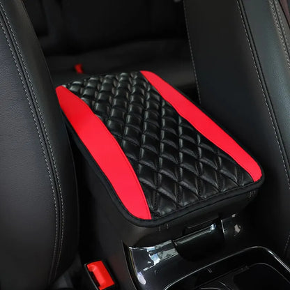 Car Armrest Cover Mat PU Leather Ethnic Style Print Waterproof Non Slip