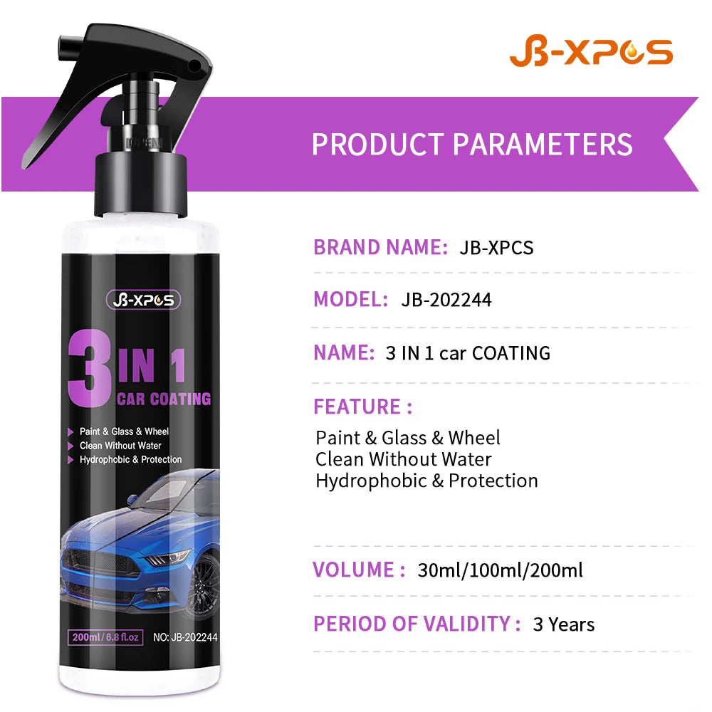 3 in 1 Car Ceramic Coating Nano Hydrophobic Protection Polishing Spraying