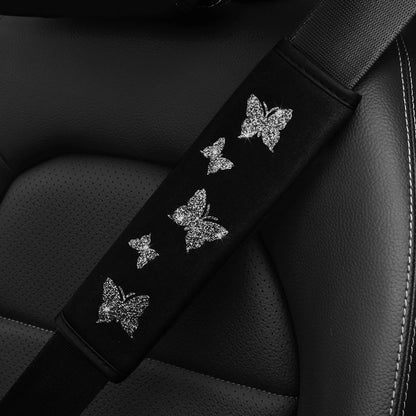 1 Glitter Pink Butterfly Blingling Fabric Automotive Supplies Seat Belt