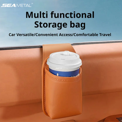 SEAMETAL Car Door Cup Holder Organizer Leather Waterproof Drink Holder
