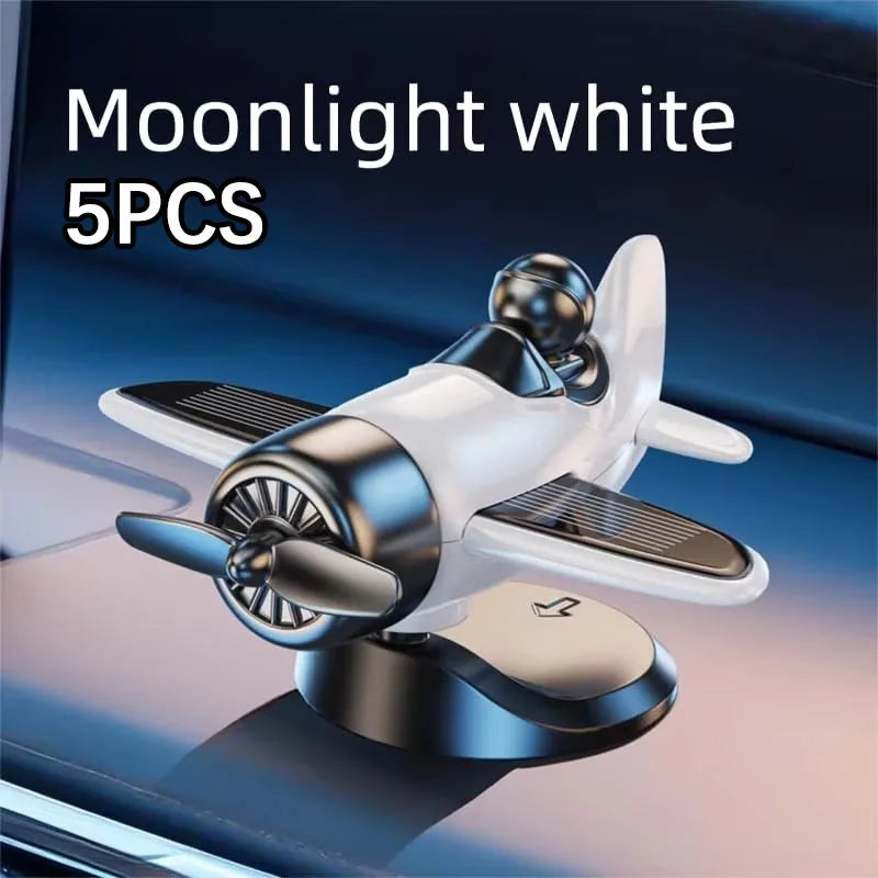 Solar Powered Rotating Airplane Car Dashboard Ornament 360° Auto Spin Decor