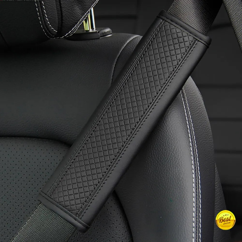 1PCS PU Leather Embossed Car Seat Belt Shoulder Cover Decompression Comfort