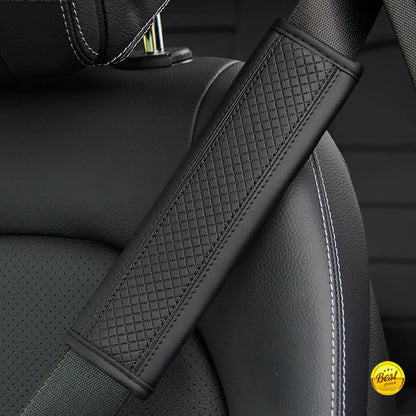 1PCS PU Leather Embossed Car Seat Belt Shoulder Cover Decompression Comfort