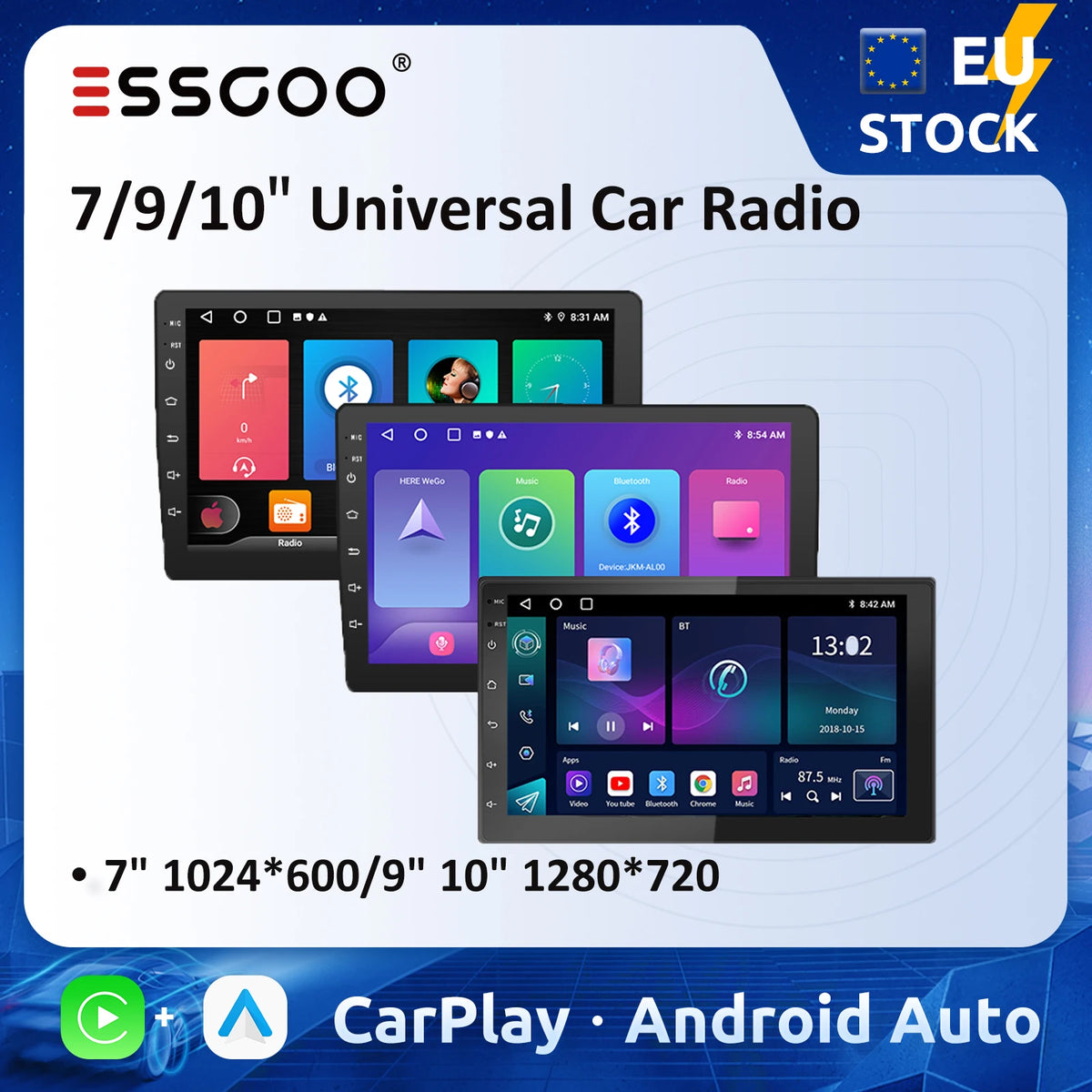 ESSGOO 7 9 10" Car Radio Android Auto Carplay Car Stereo Multimedia Player