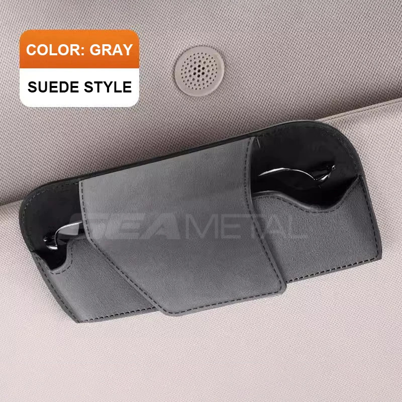 SEAMETAL Cowhide Sun Visor Glasses Holder Leather Wear-Resistant Sunglasses