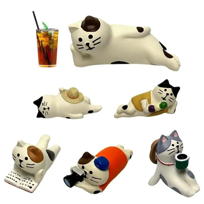 Cute Healing Kitten Ornaments For Car Dashboard Resin Cat Figure Car