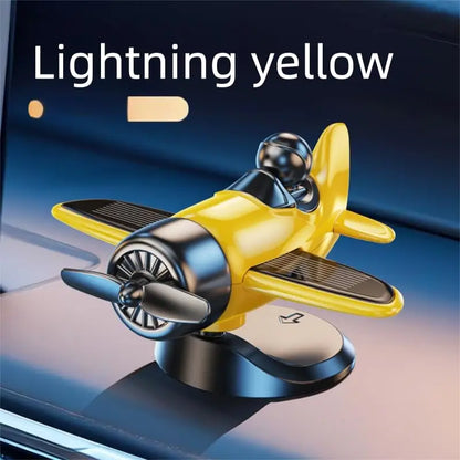 Solar Powered Rotating Airplane Car Dashboard Ornament 360° Auto Spin Decor