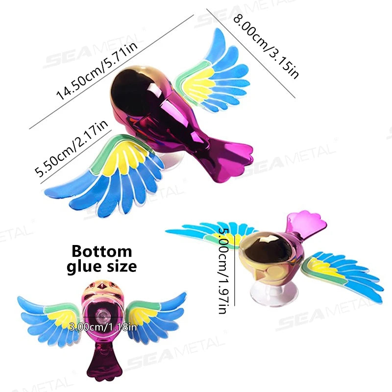 SEAMETAL Flying Bird Car Ornament Fun Flaps Wings Decor for Rearview Mirror