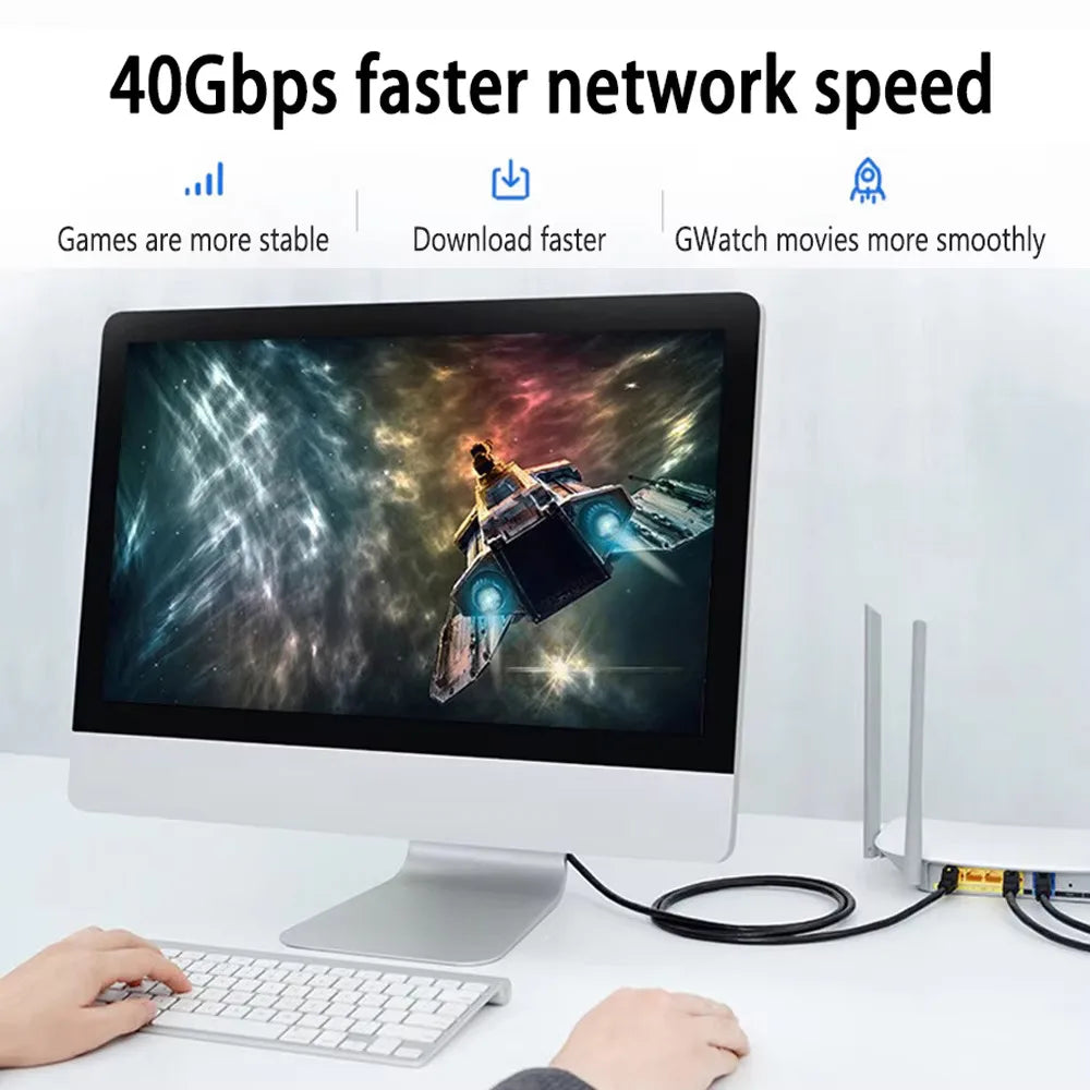 Rj45 Cat 8 Ethernet Cable Flat Cat8 Network Cable LAN Internet 40Gbps