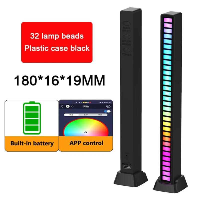 RGB LED Strip Light Music Sound Control Pickup Rhythm Ambient Lamp