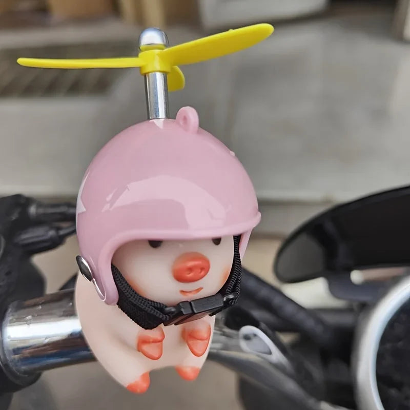 Cute little pig Electric Scooter Pig Wearing Helmet Car Ornament Motorcycle