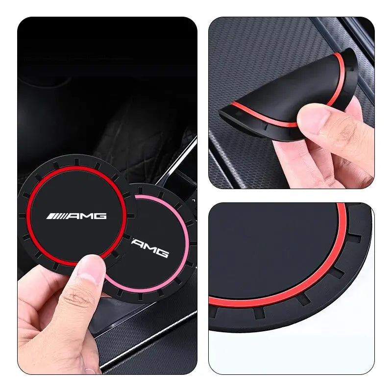 For Mercedes Benz AMG W204 W205 GLC CLA Car Coasters Water Cup Slots