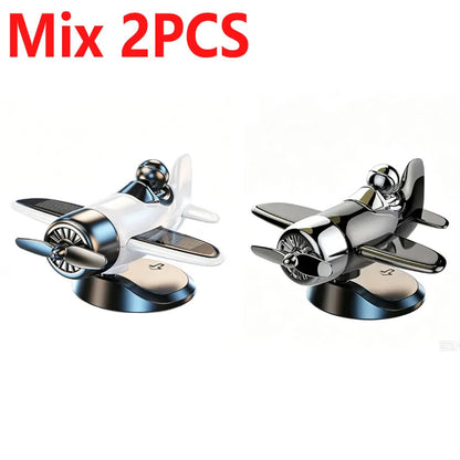 Solar Powered Rotating Airplane Car Dashboard Ornament 360° Auto Spin Decor