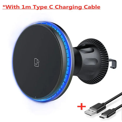 LED/RGB Magnetic Car Wireless Charger For iPhone 12 13 14 15 Pro Max