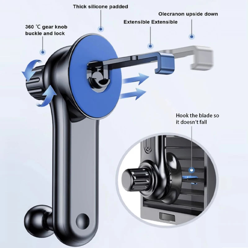 SEAMETAL Gravity Car Phone Holder Air Vent Telescopic Car Phone Mount