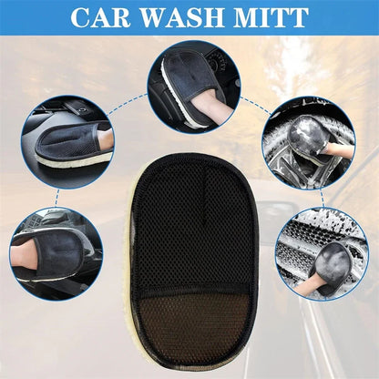 ISGTDRM Car Cleaning Sponge Glove Car Polishing Washing Mitt Gloves