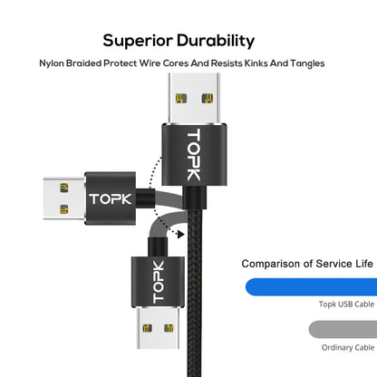 Magnetic Charging Cable 3 1 TOPK 360 Degree Rotating Phone Charger Nylon