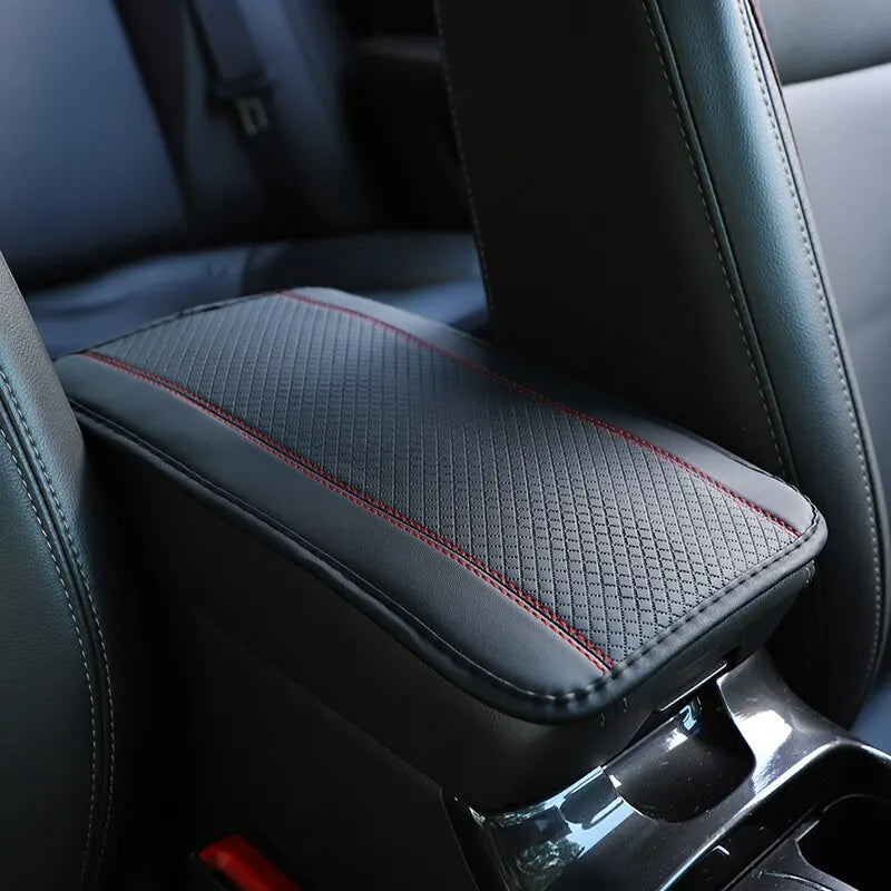 Car Armrest Cover Mat PU Leather Ethnic Style Print Waterproof Non Slip