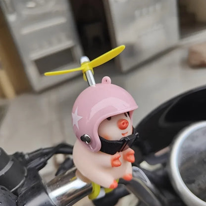 Cute little pig Electric Scooter Pig Wearing Helmet Car Ornament Motorcycle