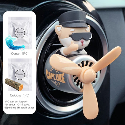 Rotating propeller airplane cool fun pilot bear car air freshener vent clip