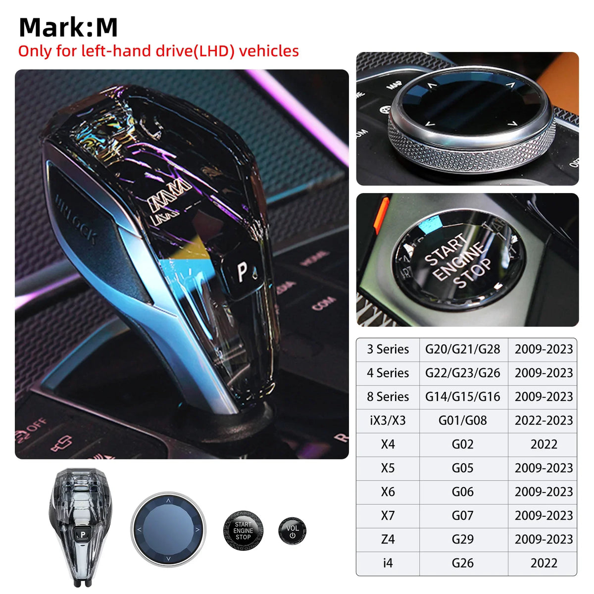4pcs/Set Crystal Gear Shift Knob Lever For BMW G20 G21 IX3 G08 X3 G01 X6