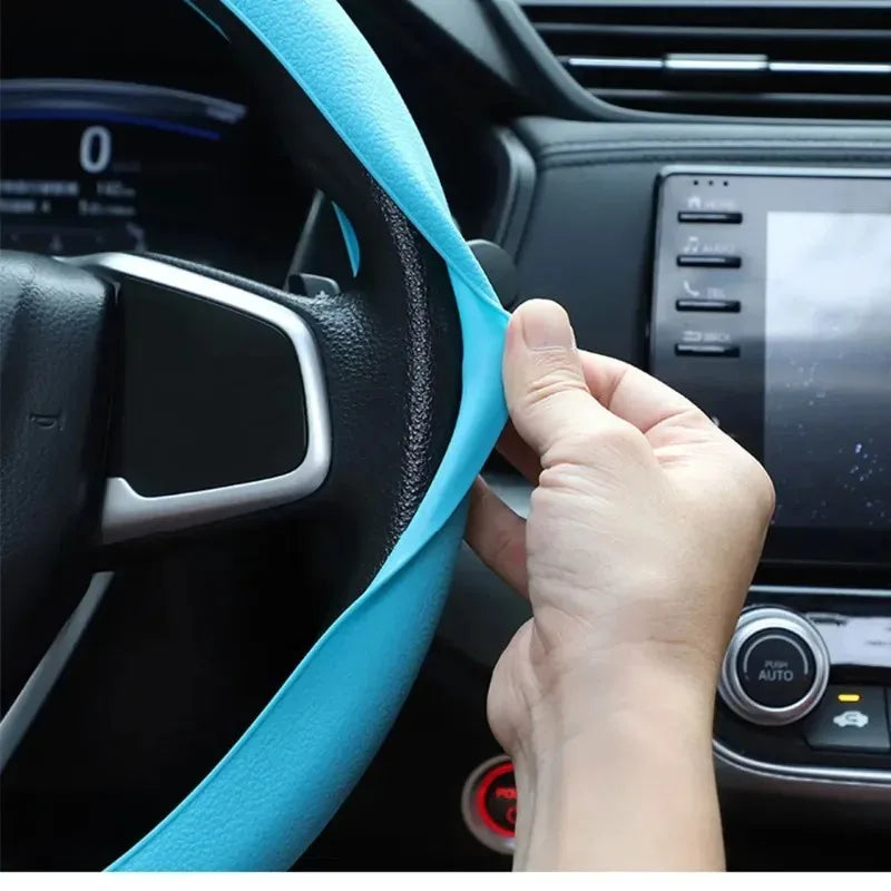 Car Silicone Steering Wheel Cover Elastic Non-Slip Cover For 36-40cm