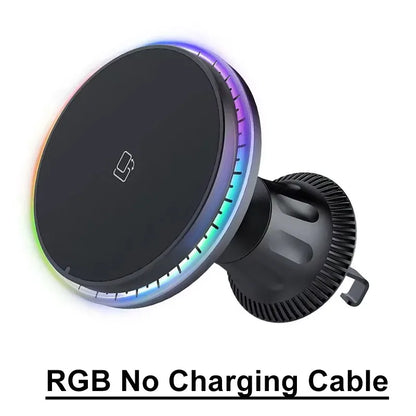 LED/RGB Magnetic Car Wireless Charger For iPhone 12 13 14 15 Pro Max