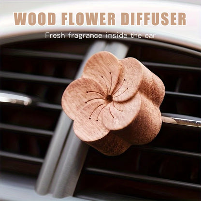 DIY fragrance No perfume wooden flower diffuser vent clip ornament car air