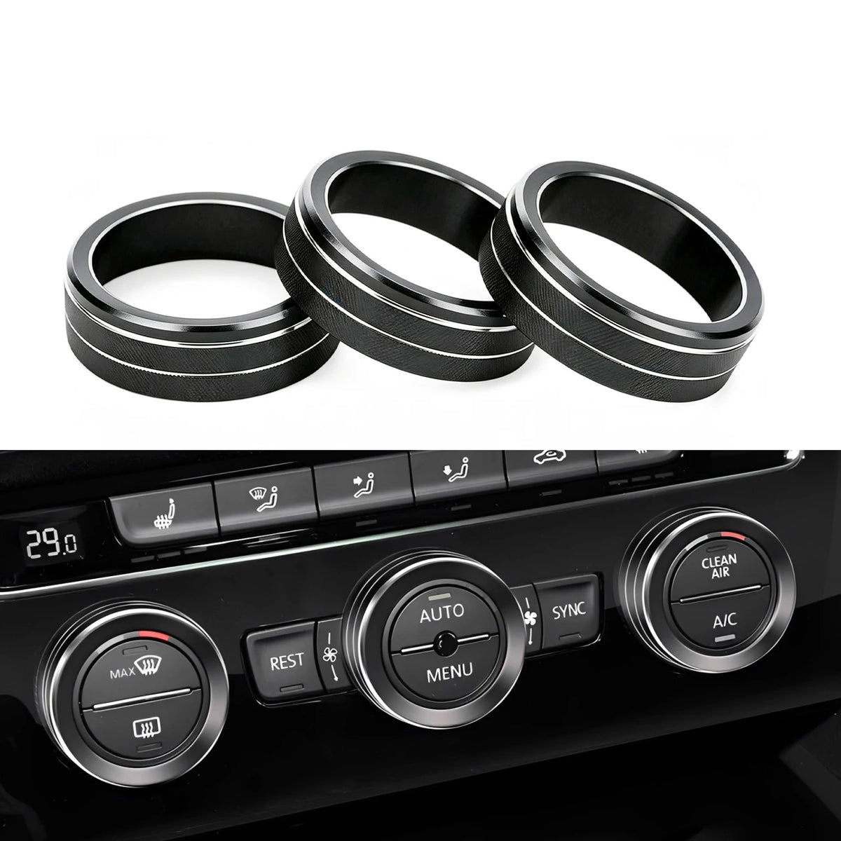 Ac Control Knob Ring Car Stickers For Vw Tiguan Atlas T-roc Ateca Fr Passat