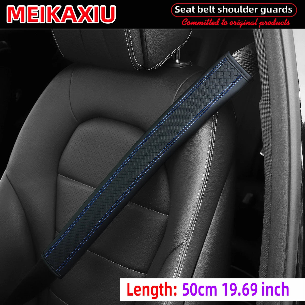 Long-style car shoulder guard cover made of PU leather with checkered