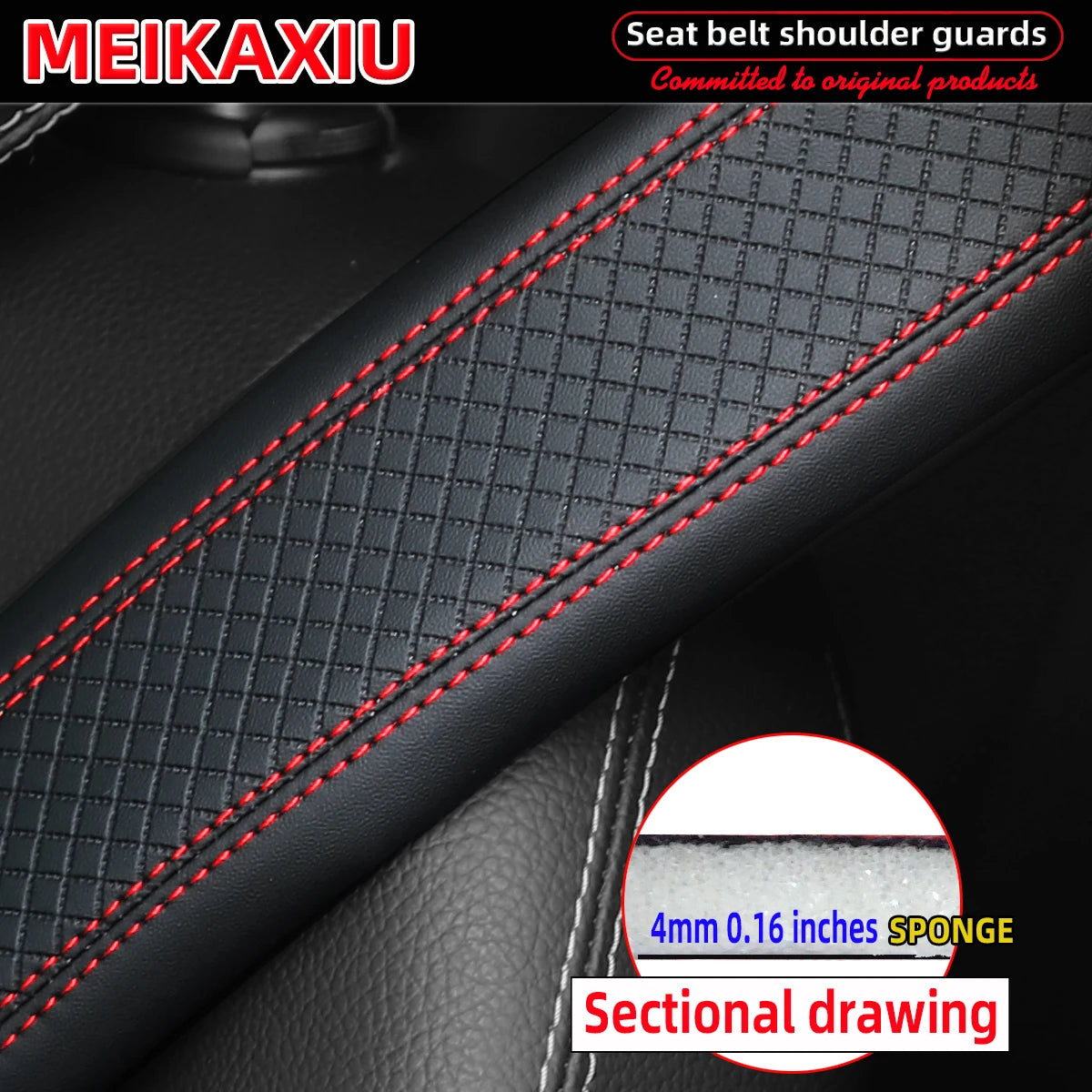 Long-style car shoulder guard cover made of PU leather with checkered