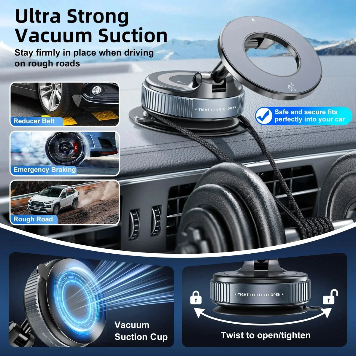 Magnetic Suction Cup 360° Car Phone Holder