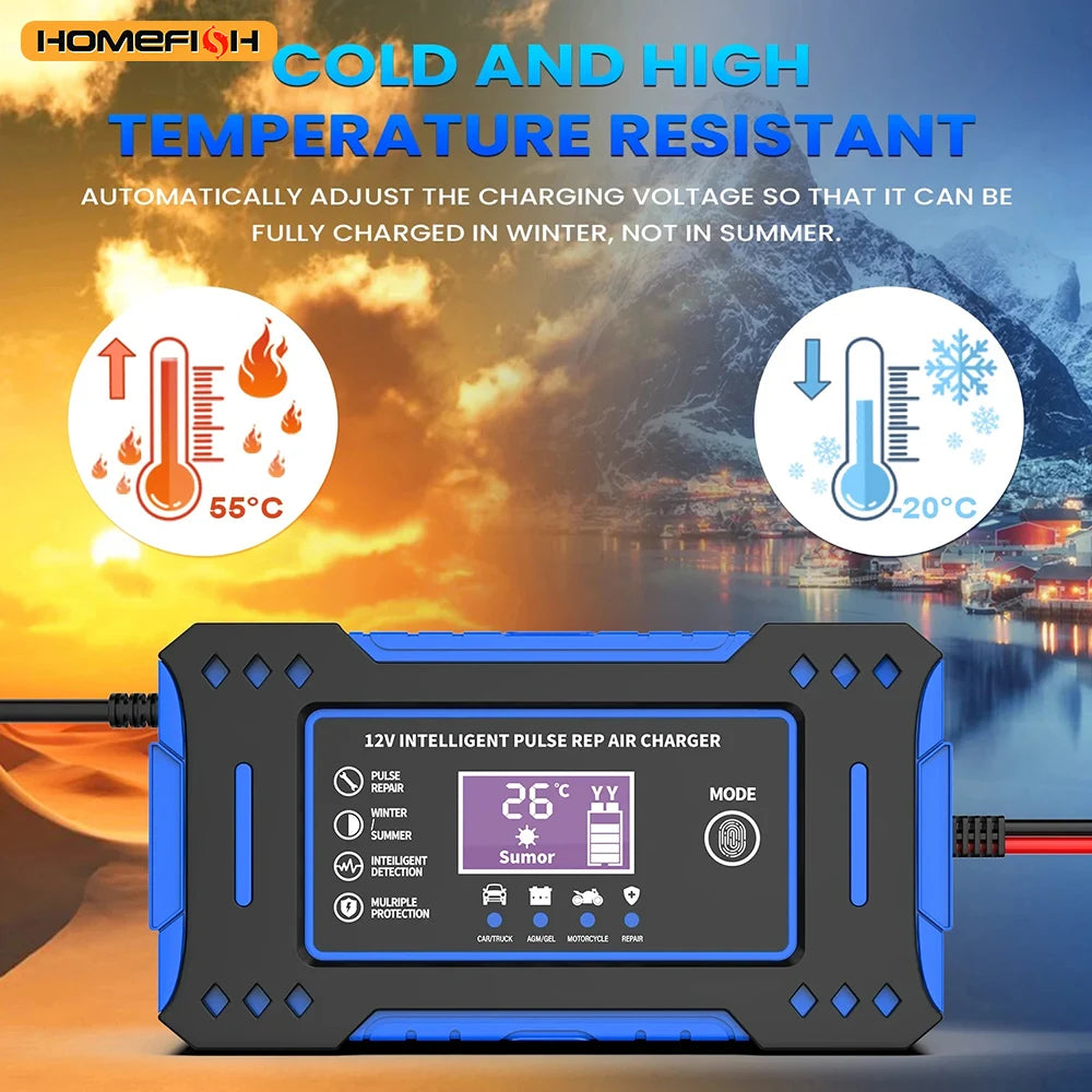 Battery Repair LCD Display 6A 12V Intelligent Car Battery Charger Car and