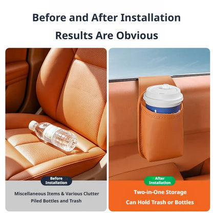 SEAMETAL Car Door Cup Holder Organizer Leather Waterproof Drink Holder