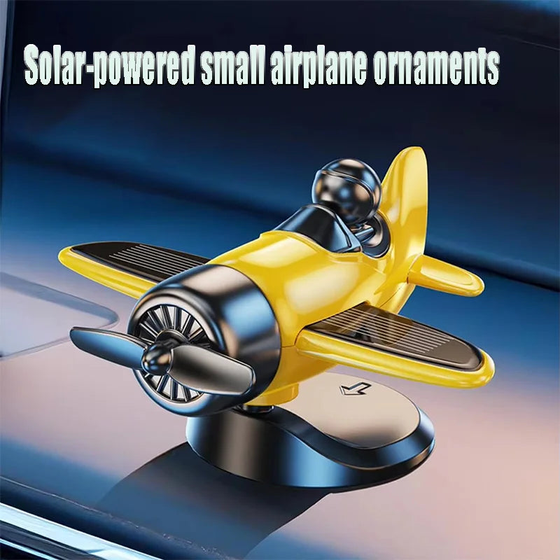 Solar Powered Rotating Airplane Car Dashboard Ornament 360° Auto Spin Decor