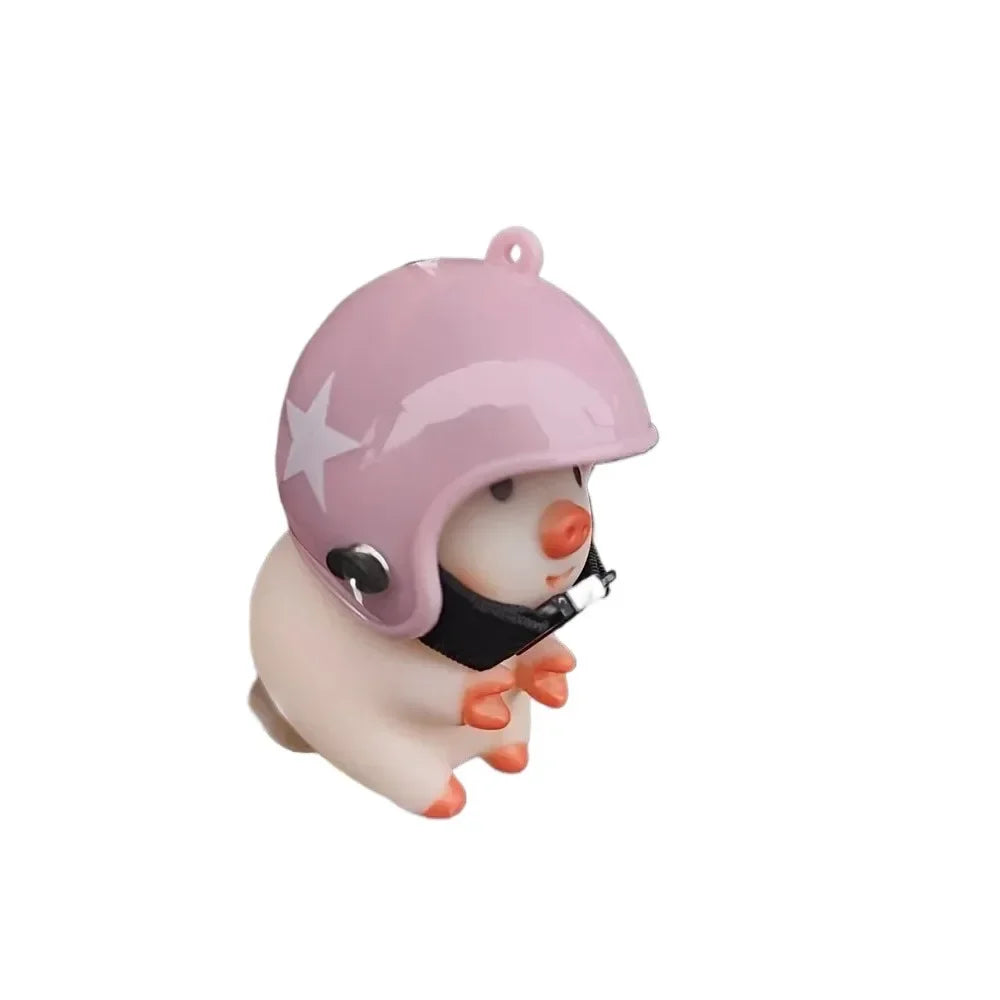 Cute little pig Electric Scooter Pig Wearing Helmet Car Ornament Motorcycle