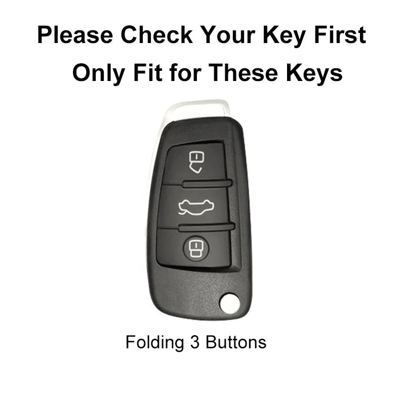 Leather TPU Car Folding Key Cover Case for Audi A3 8L 8P A4 B6 B7 B8 A6 C5