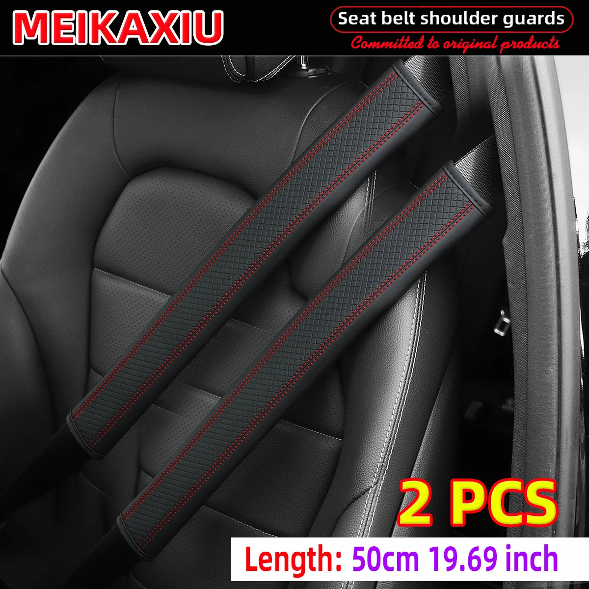 Long-style car shoulder guard cover made of PU leather with checkered