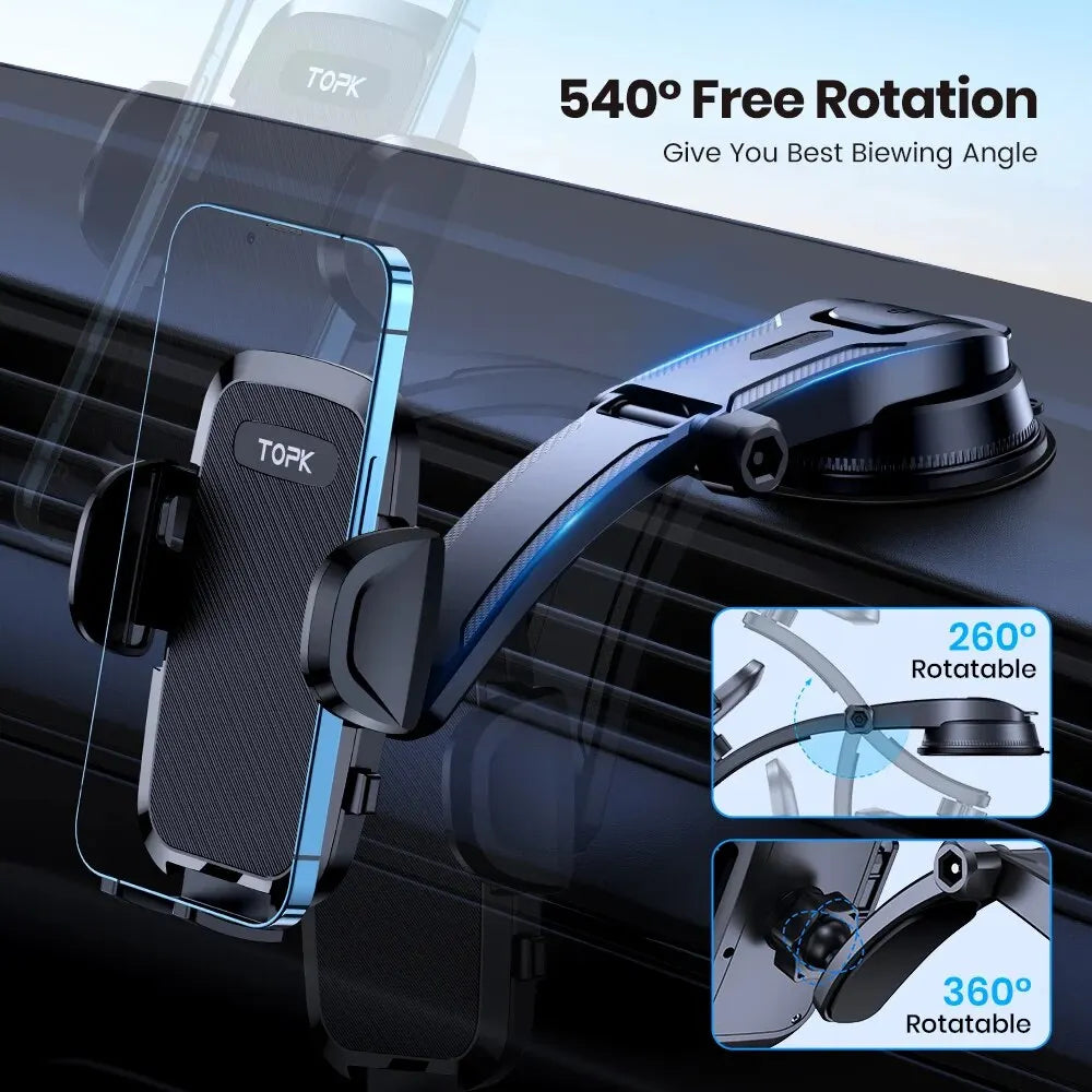 TOPK Car Phone Holder Mount 2-In-1 Handsfree Stand Dashboard Air Vent