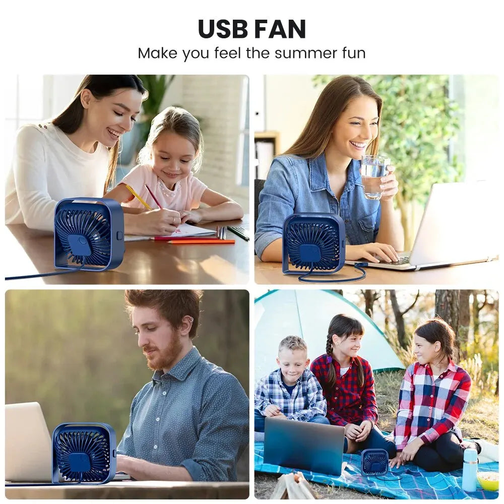 TOPK Mini Portable Fan USB Desk Fan Table Quiet 3 Speed Wind Personal Fan